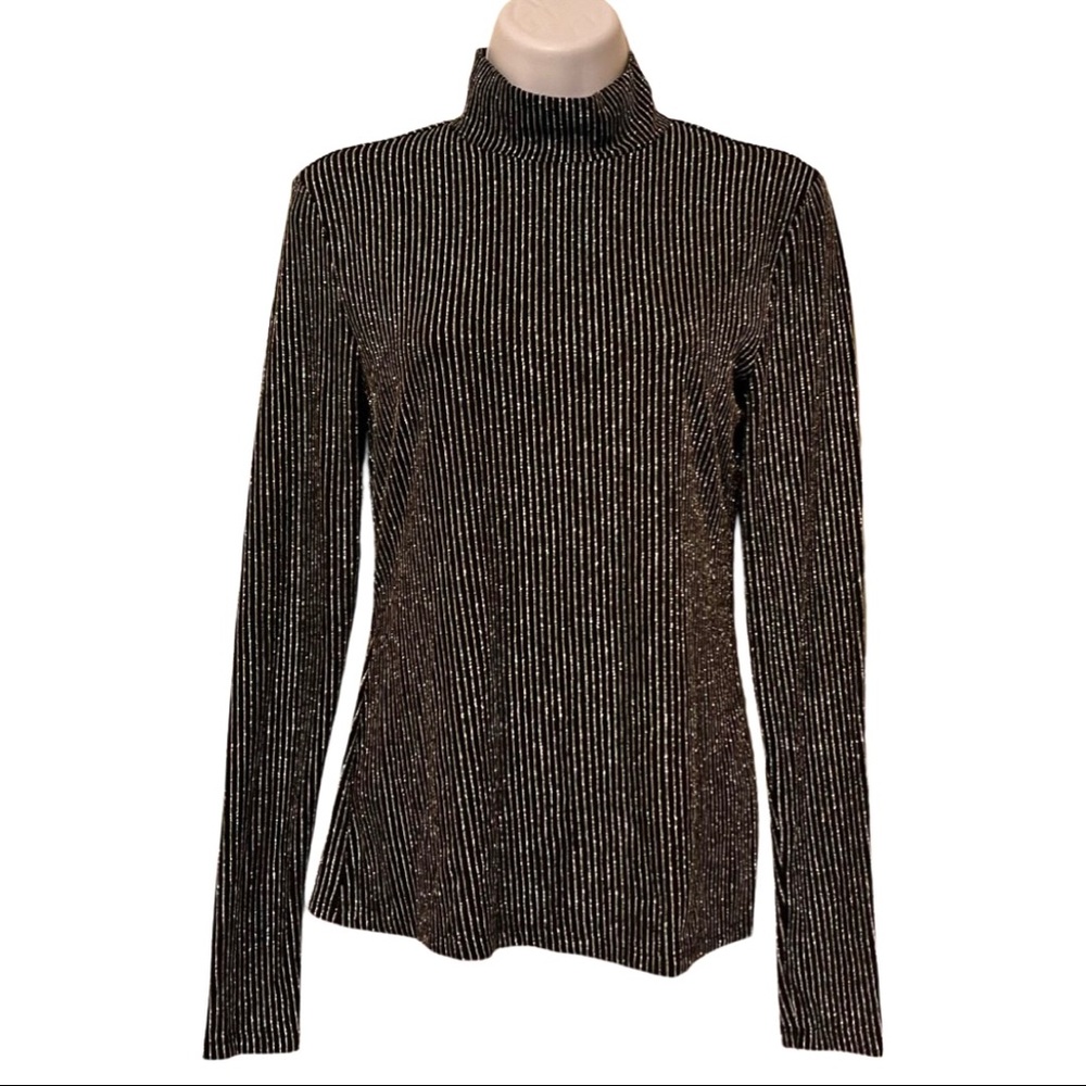 Catherine By Catherine Malandrino Long Sleeve Metallic Mock Top